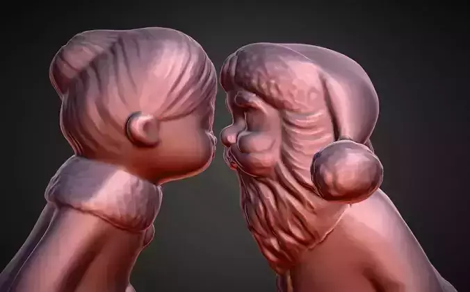 mr and mrs clause kissing 3D print model