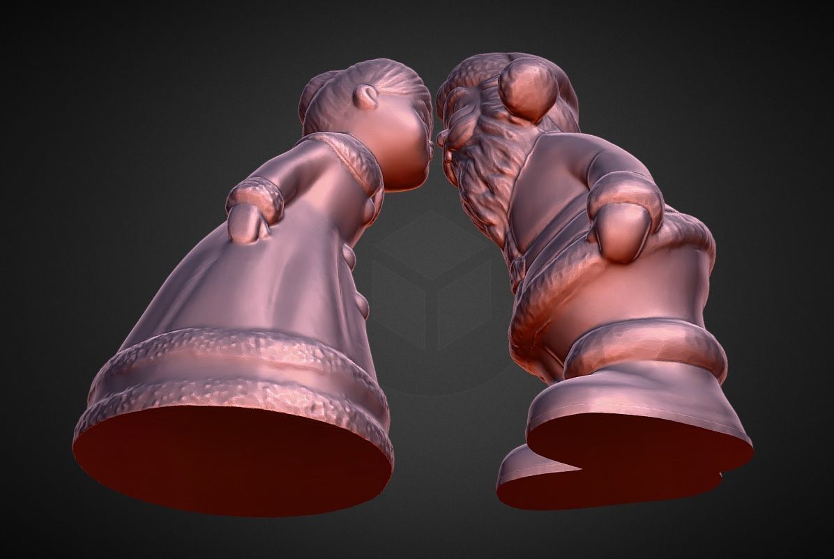 mr and mrs clause kissing 3D print model_4