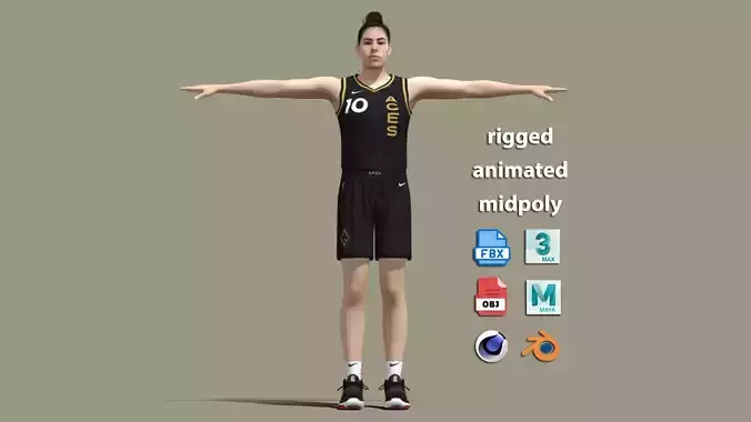T-Pose Rigged Kelsey Plum Las Vegas Aces 3D model