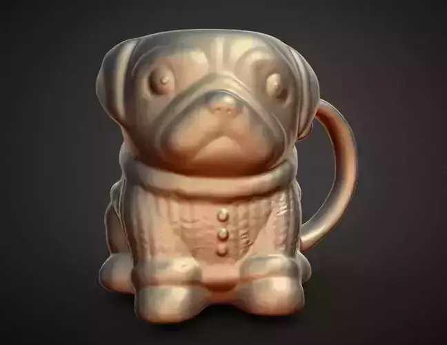 PUG in a winter sweater coffee mug 3D print model