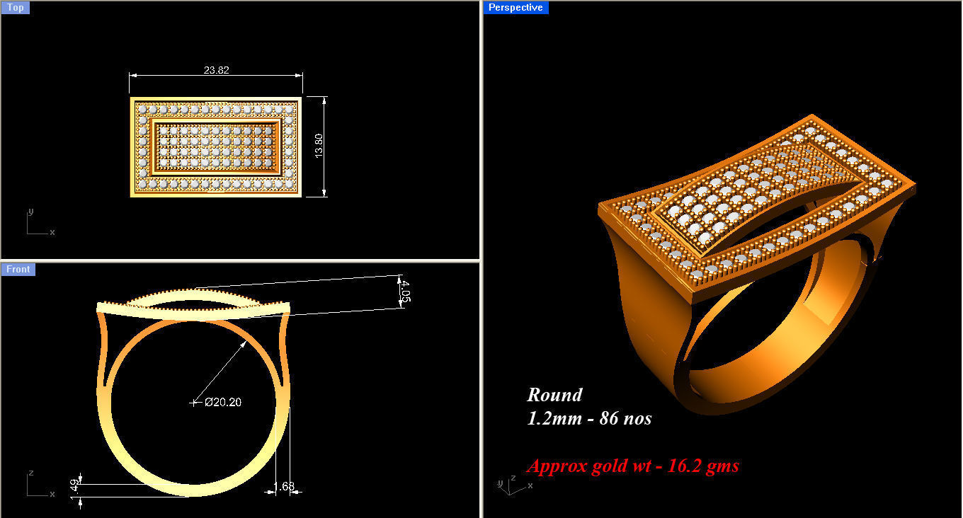  Mens Ring  Render 3dm STL OBJ FBX Details 3D print model_9