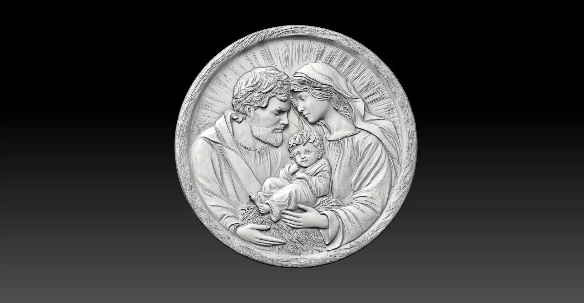 Holy Family Pendant 3D print model_0