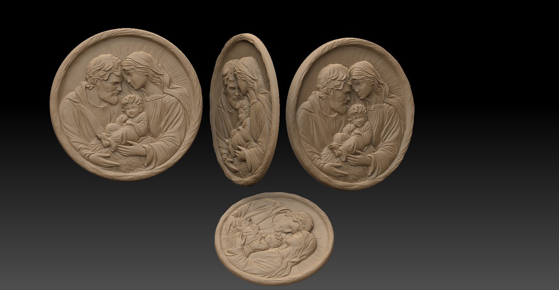 Holy Family Pendant 3D print model_5