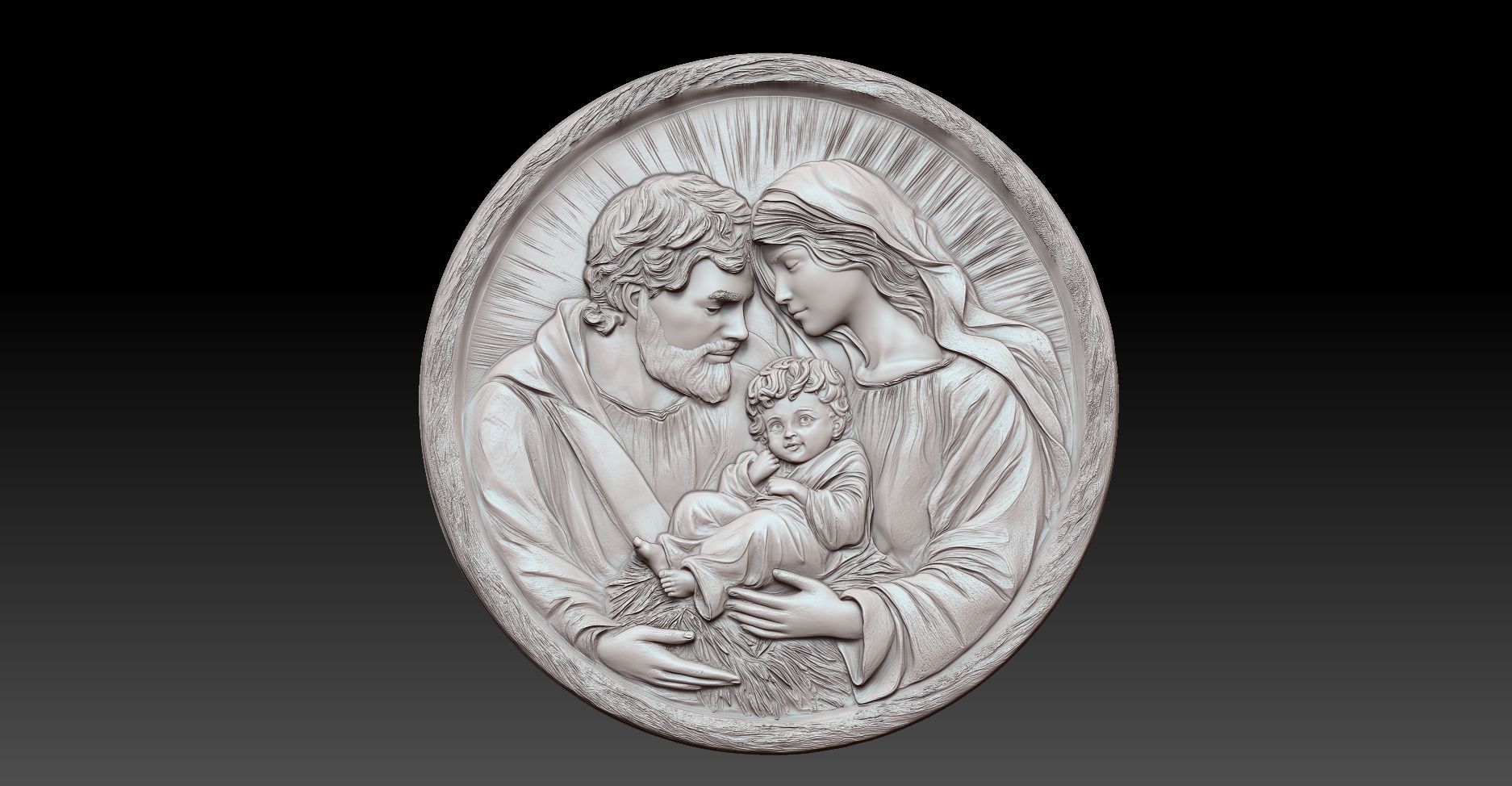 Holy Family Pendant 3D print model_1