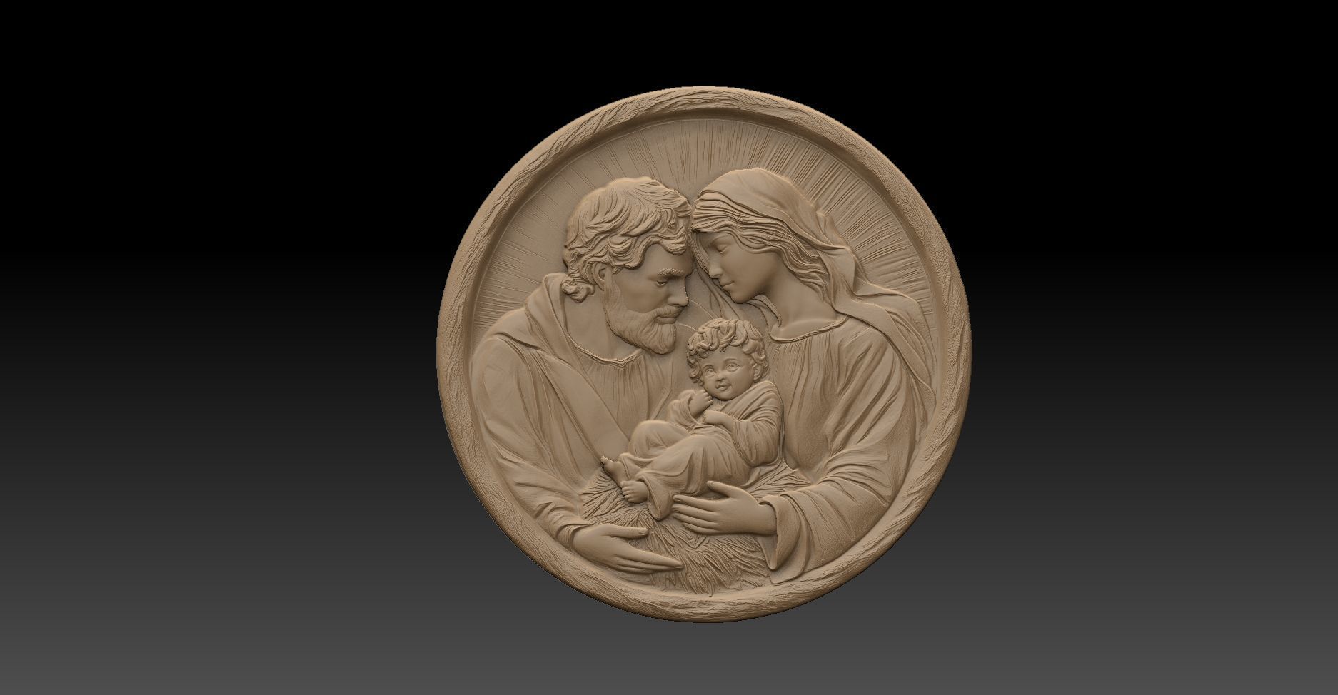 Holy Family Pendant 3D print model_4