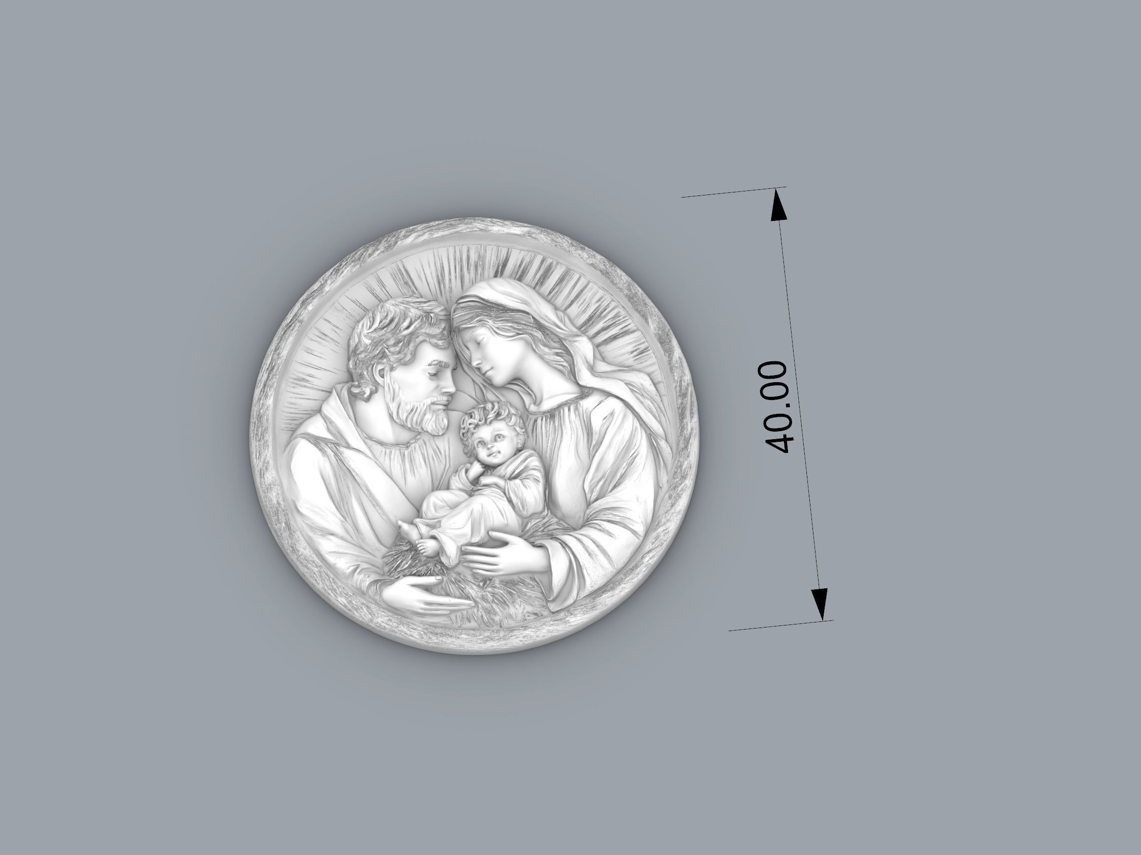 Holy Family Pendant 3D print model_3