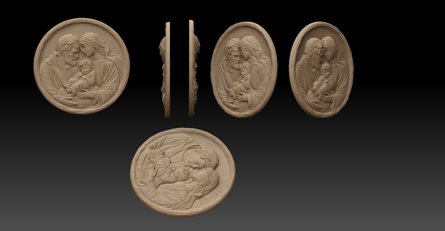 Holy Family Pendant 3D print model_2