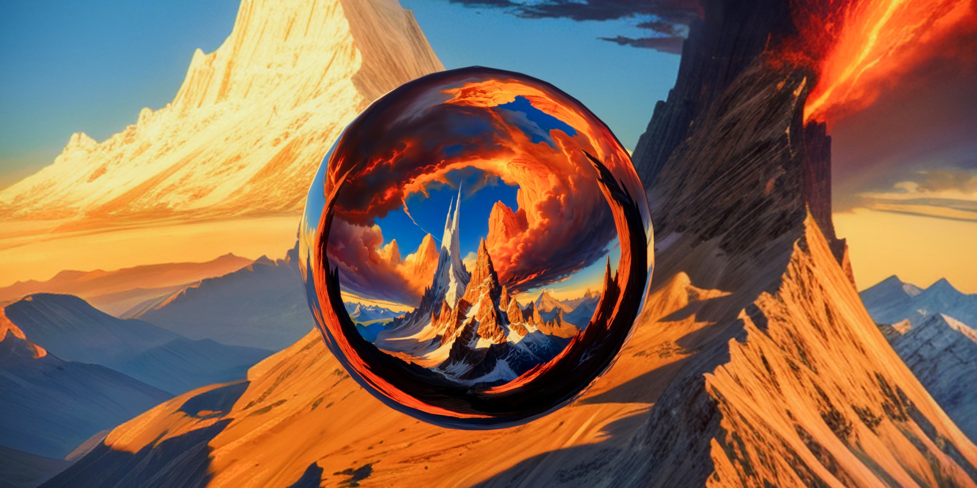 8K HDR Majestic Mountain Range at Sunset Background 3D model_2