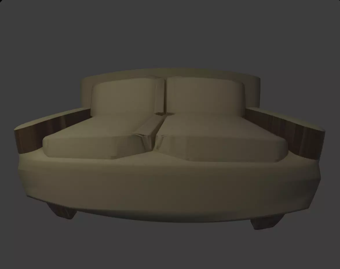 modern wood and fabric couch 3D model_0