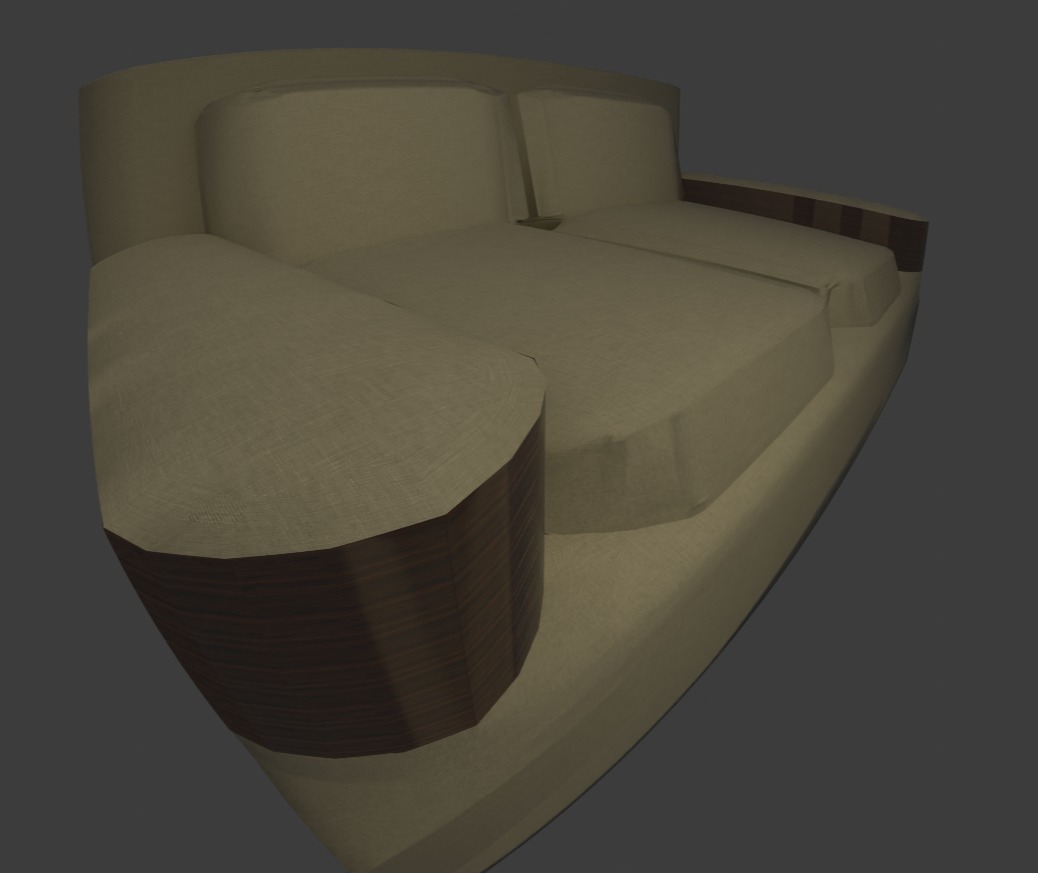 modern wood and fabric couch 3D model_2