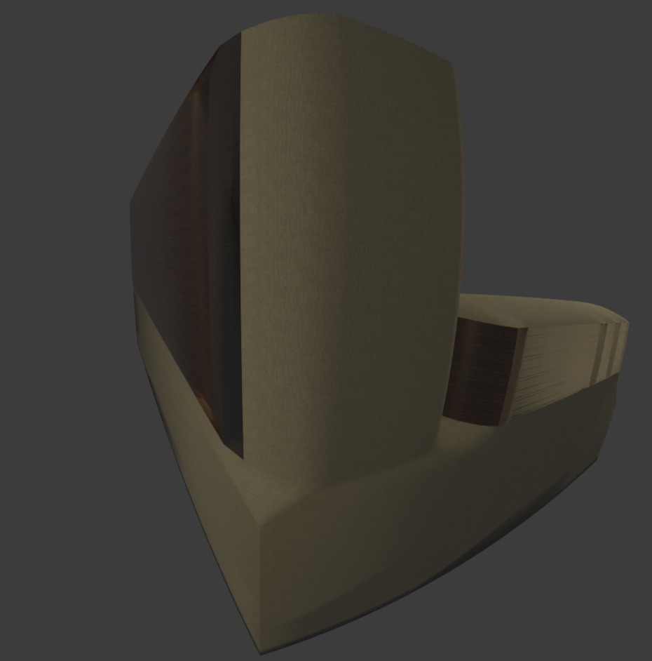 modern wood and fabric couch 3D model_1