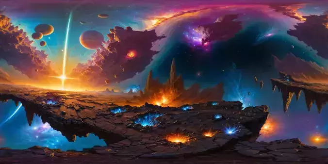 8K HDR Shattered Planetary Remains in Confrontations Background