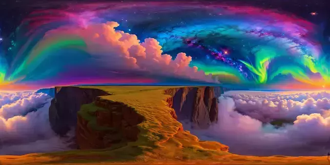 8K HDR Vast Alien Plains with Nebulae and Planetary Silhouettes