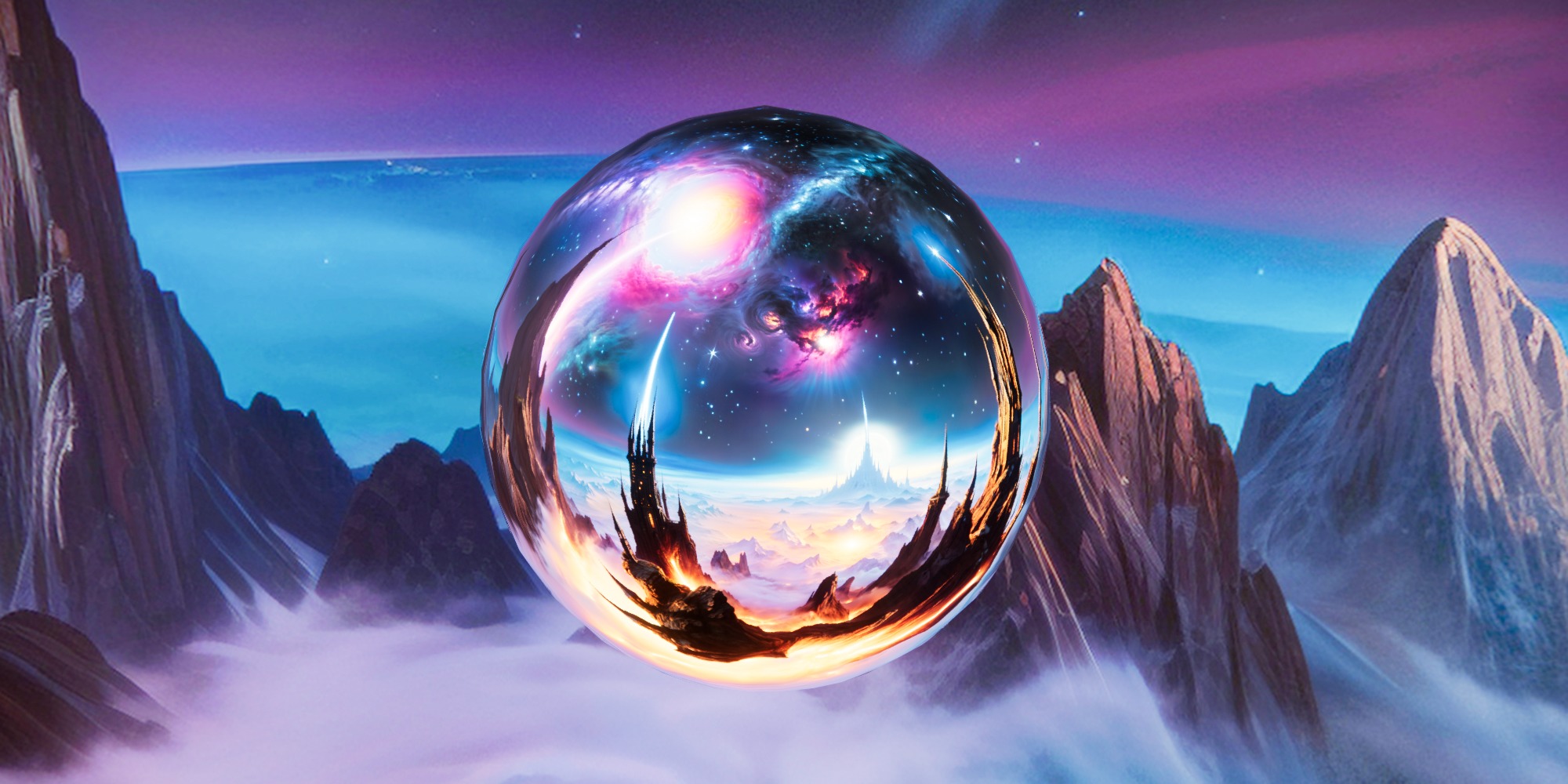 8K HDR Towering Dark Spires with Radiant Nebula Background 3D model_2