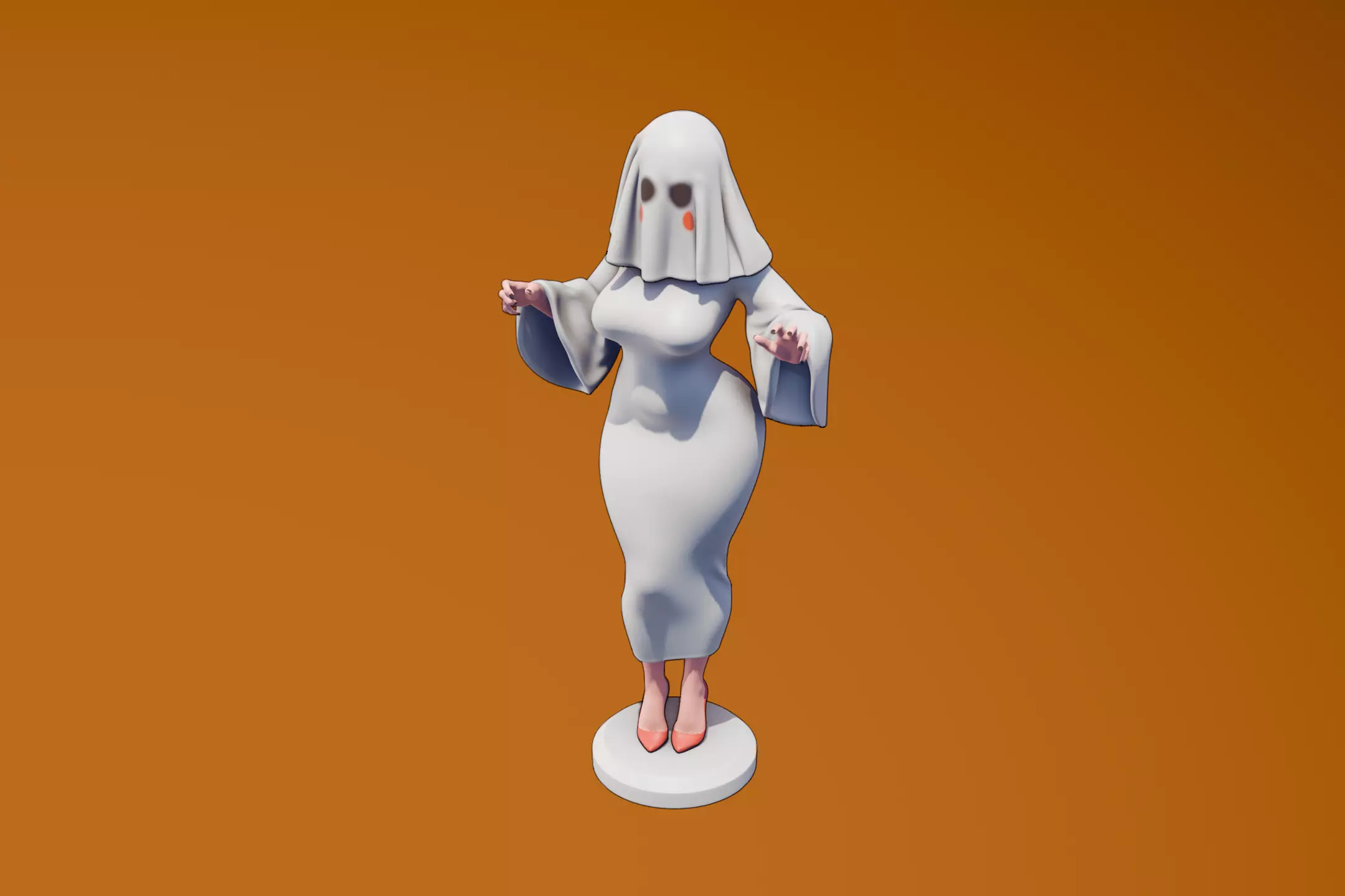 Spooky ghost girl 3D print model_0