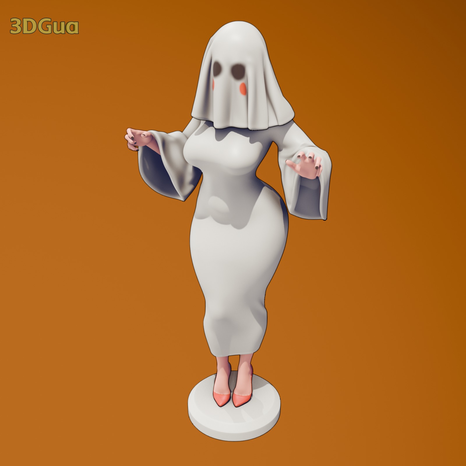 Spooky ghost girl 3D print model_1