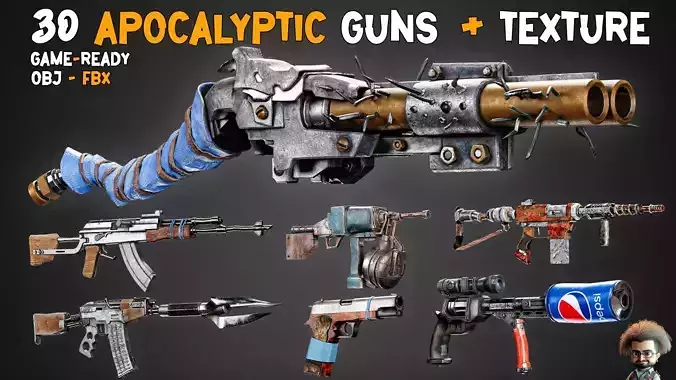 30 Apocalyptic Game-Ready Guns and 4K Textures