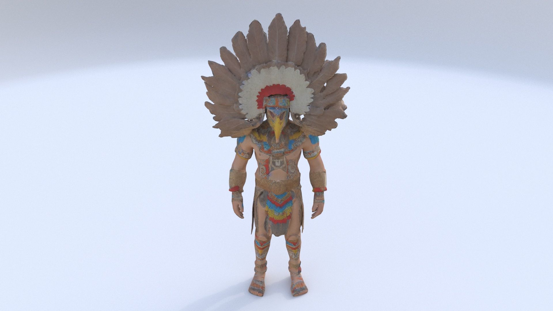 Aztec Eagle Warrior Attire 3D model_1