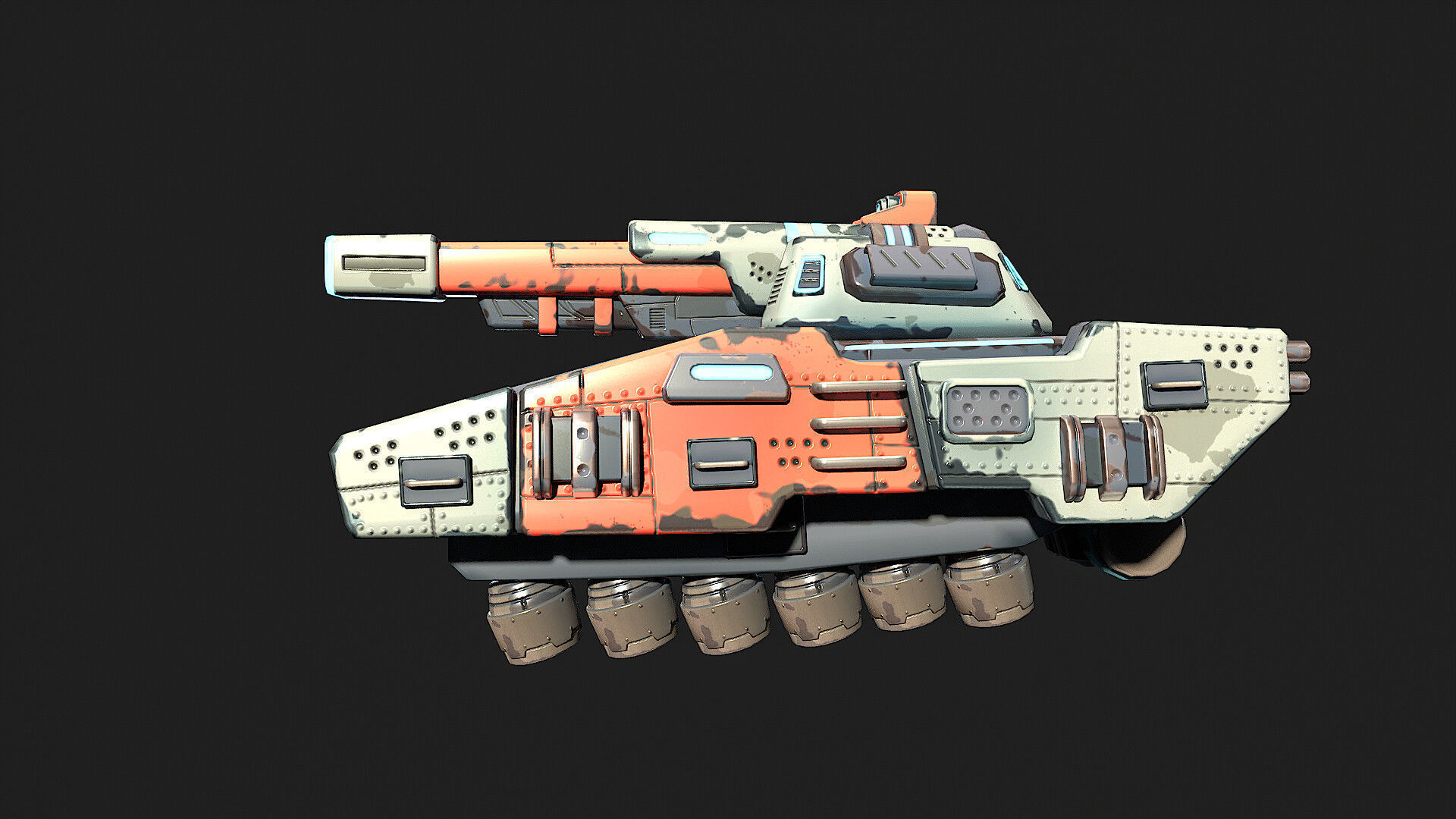 Stylized Sci Fi Space Tank-2 Low-poly 3D model_2
