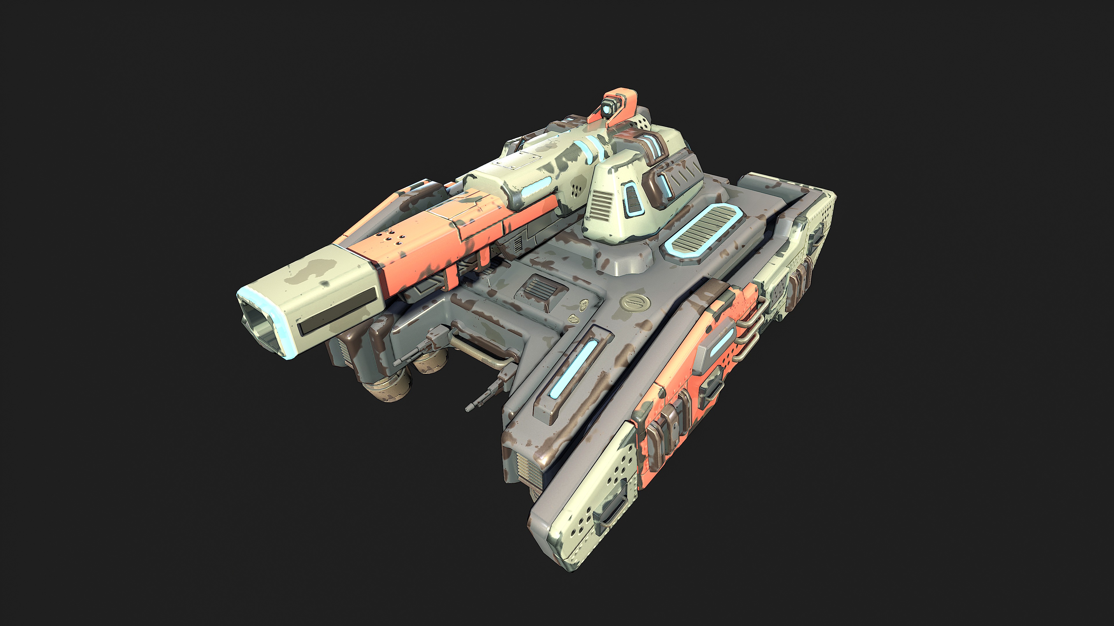 Stylized Sci Fi Space Tank-2 Low-poly 3D model_4