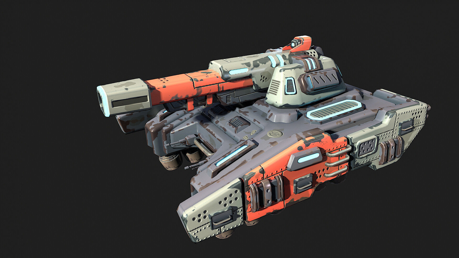 Stylized Sci Fi Space Tank-2 Low-poly 3D model_1