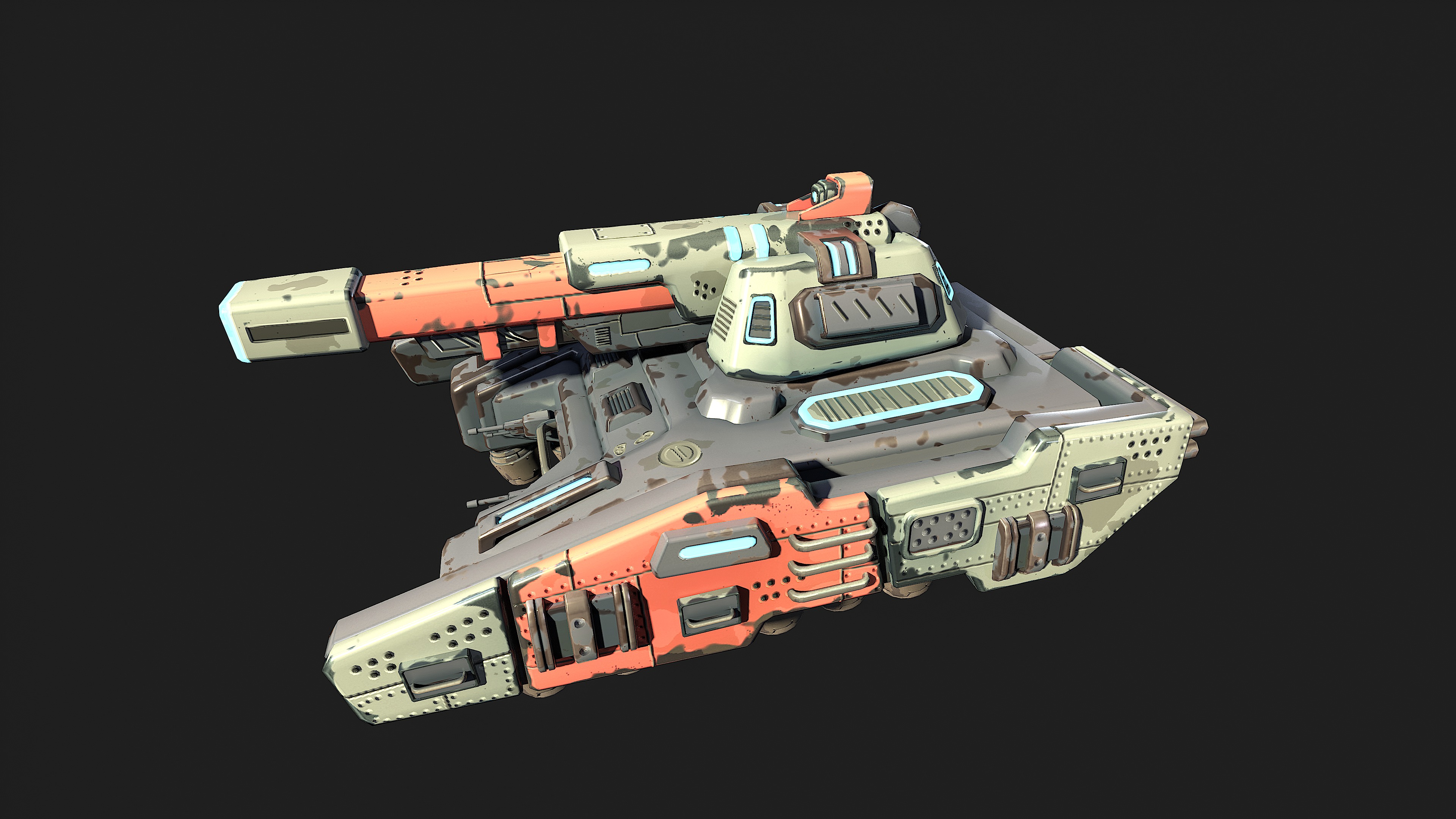 Stylized Sci Fi Space Tank-2 Low-poly 3D model_3