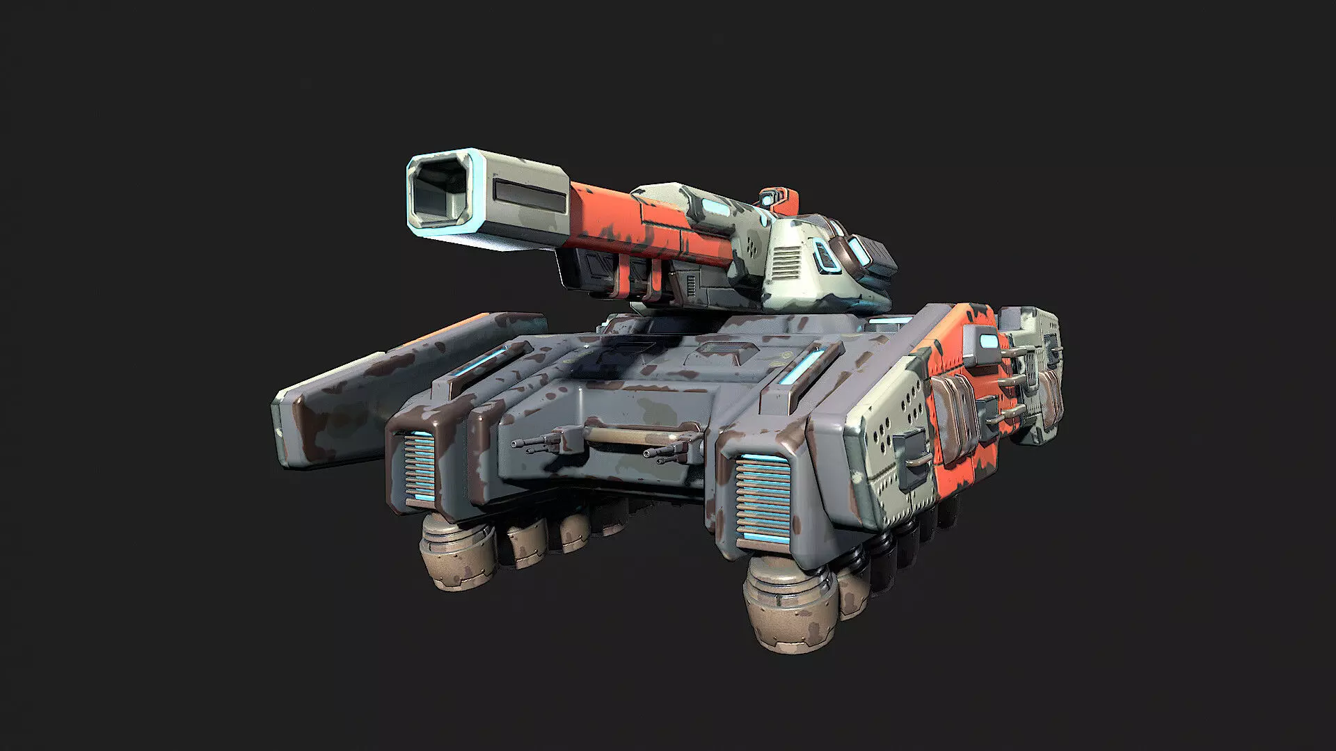 Stylized Sci Fi Space Tank-2 Low-poly 3D model_0