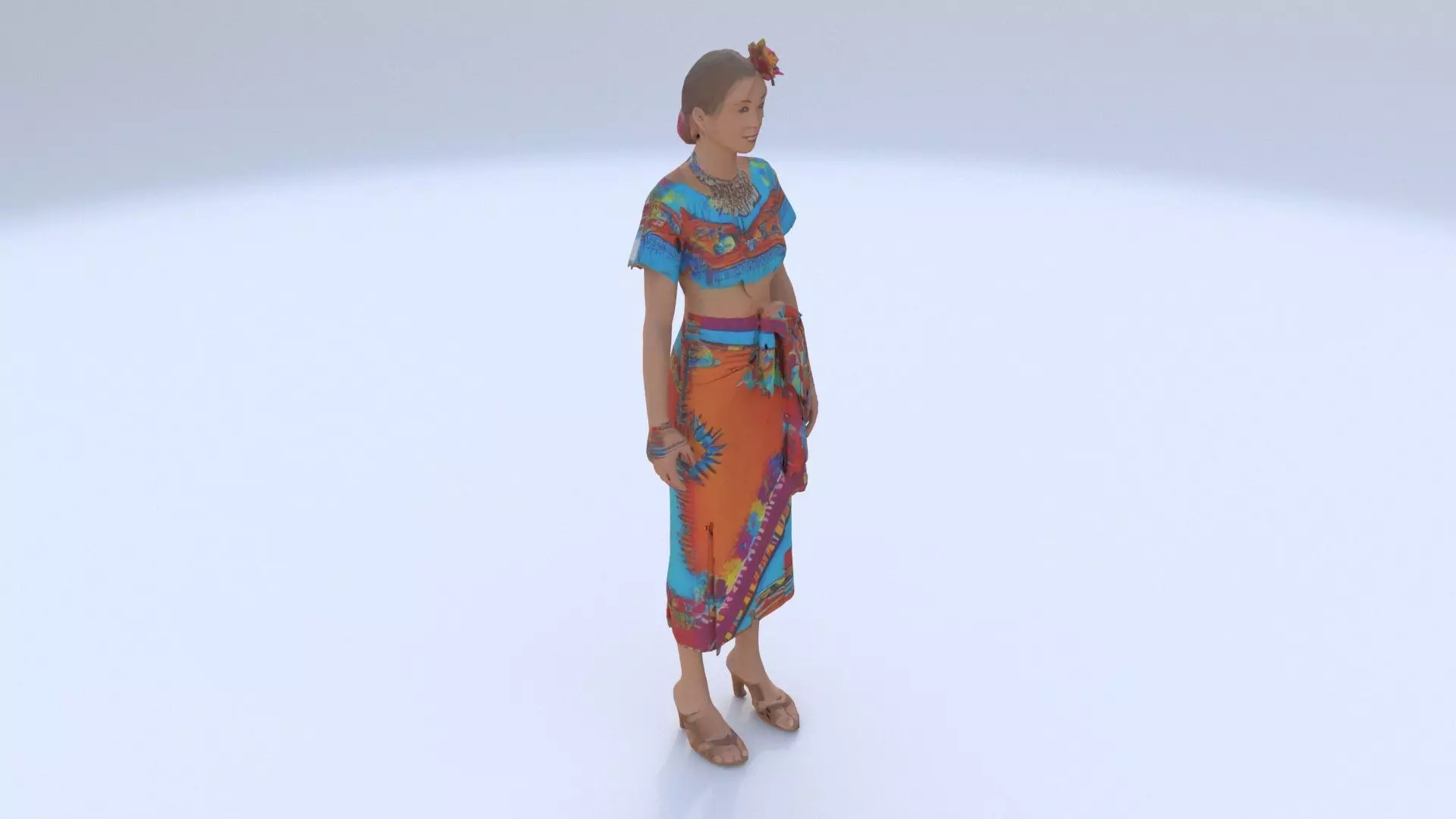 Aztec Flower Sellers Dress 3D model_0