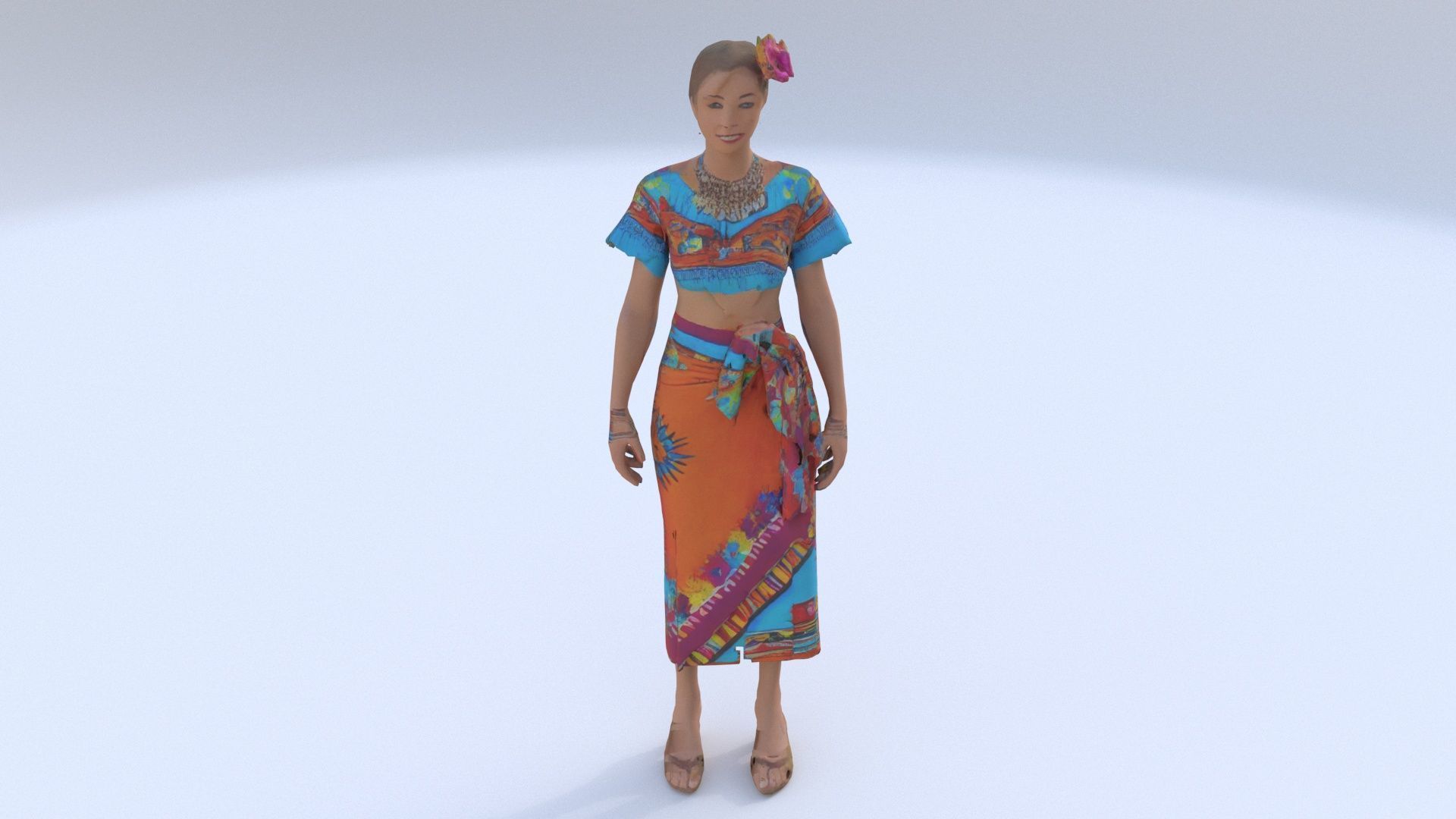 Aztec Flower Sellers Dress 3D model_1