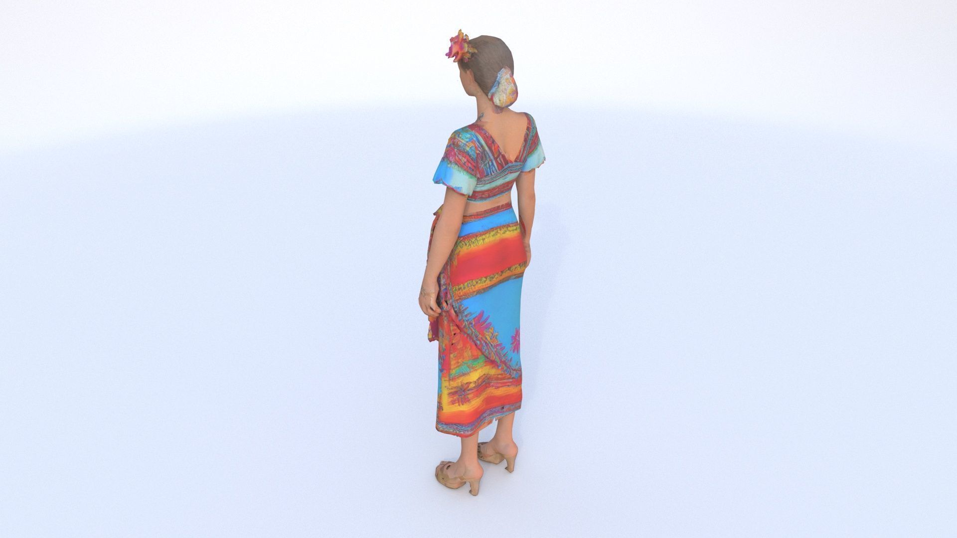 Aztec Flower Sellers Dress 3D model_3