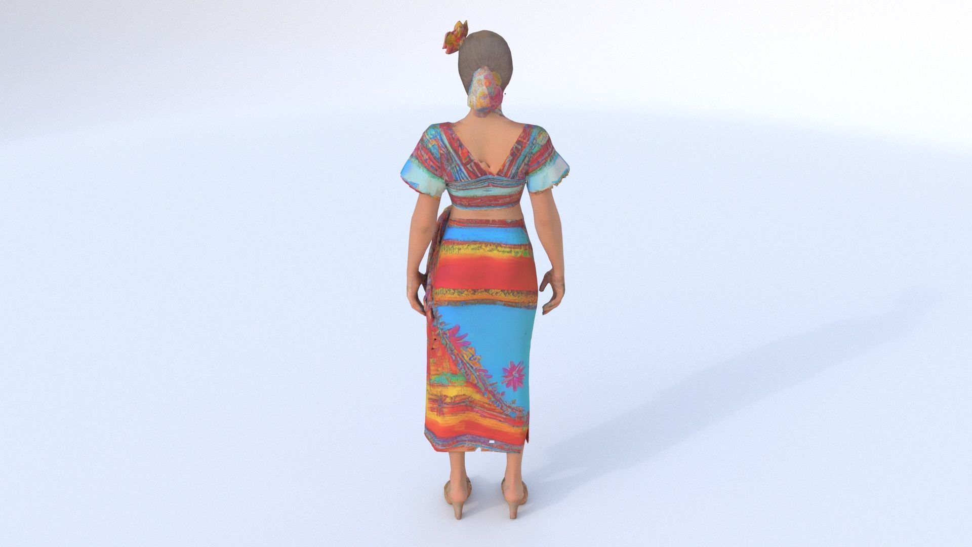 Aztec Flower Sellers Dress 3D model_4