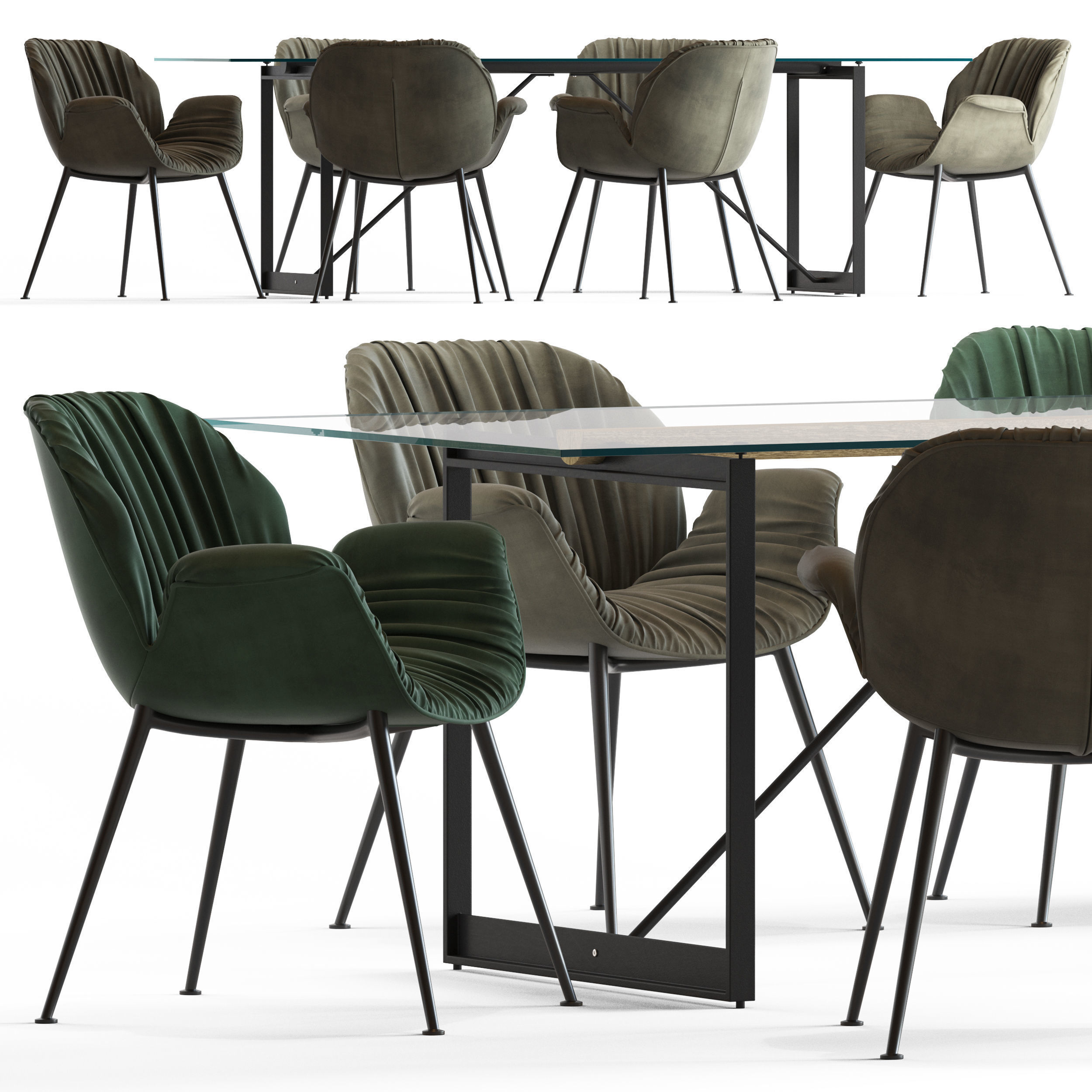 Globewest Abigail Armchair and Barnes Trestle Table 3D model_1