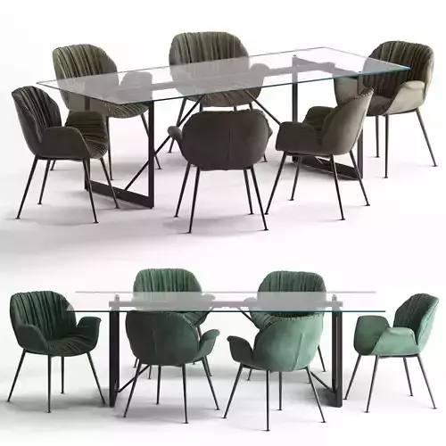 Globewest Abigail Armchair and Barnes Trestle Table 3D model