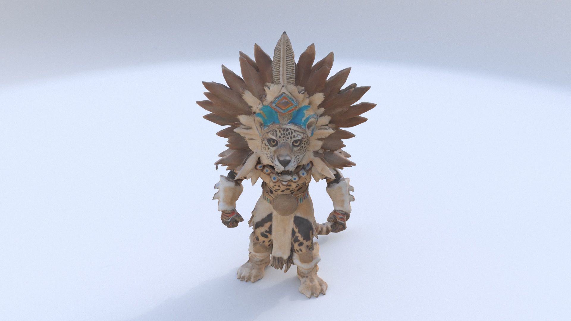 Aztec Jaguar Warrior Costume 3D model_1