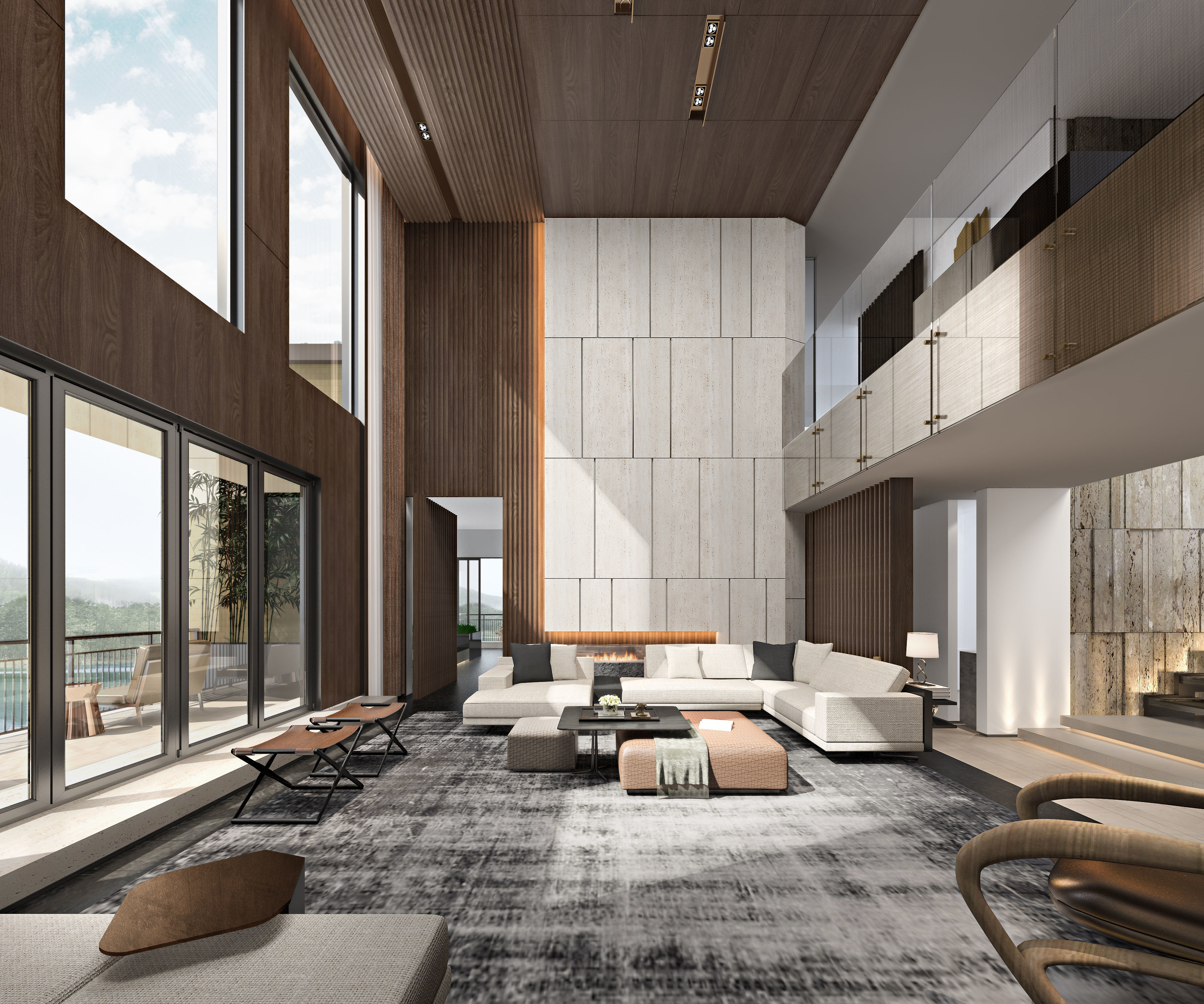 Modern villa interior 3D model_1