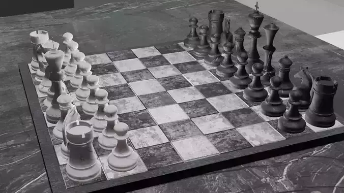 chess  board 3d with chess piece