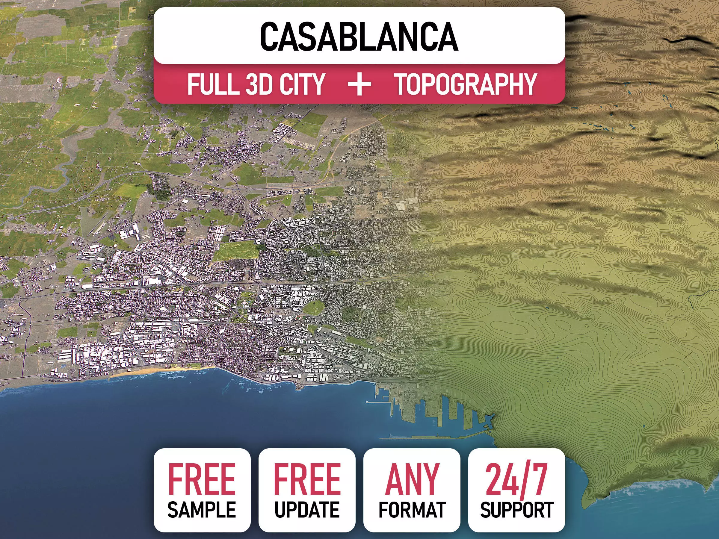 Casablanca - 3D City Topography Terrain 3D Model Collection_0