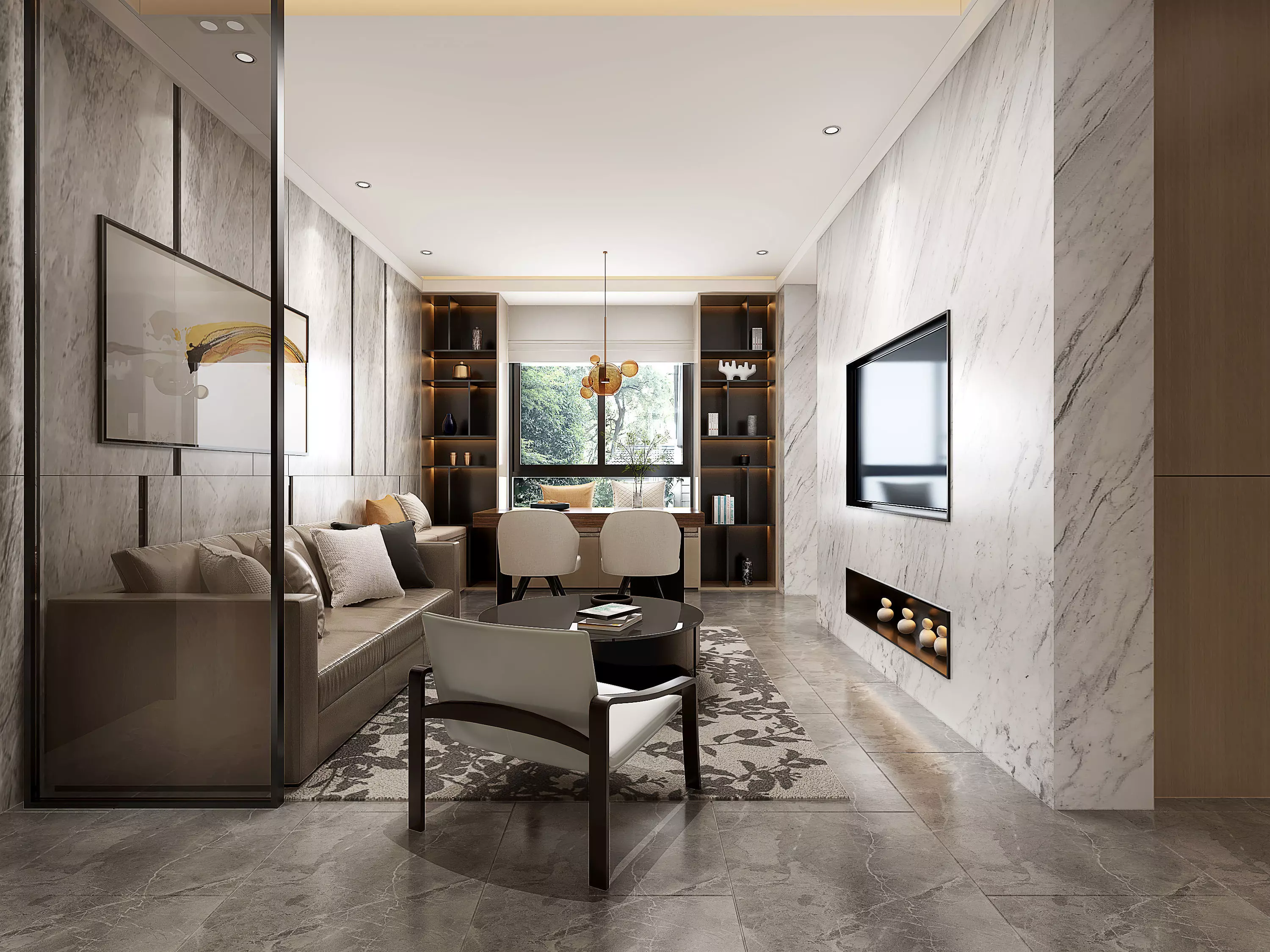 Modern apartment interior 3D model_0