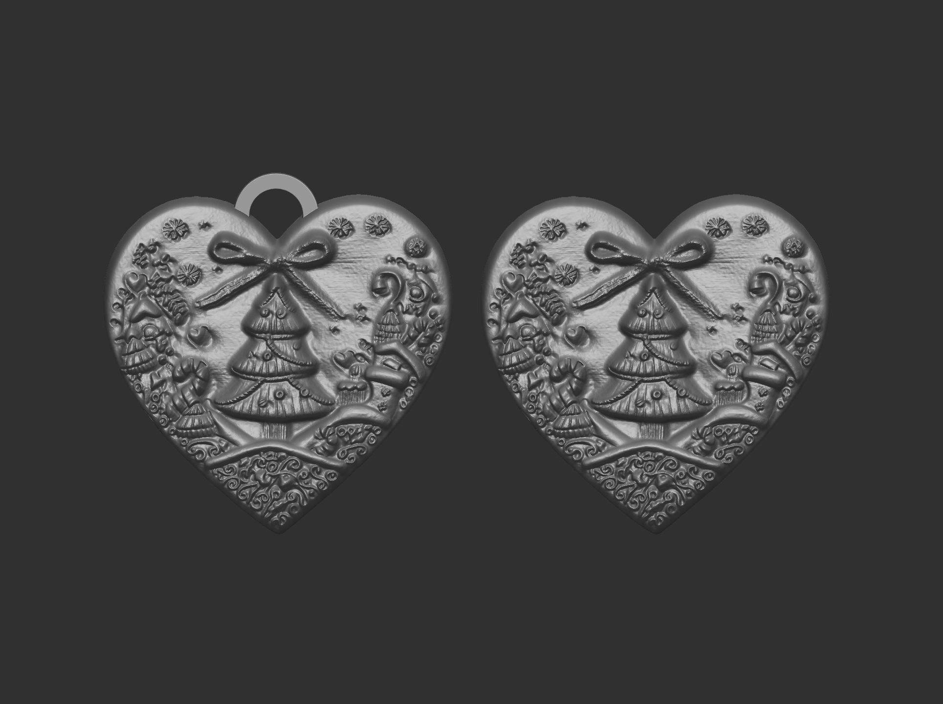 christmas heart decor  3D print model_6