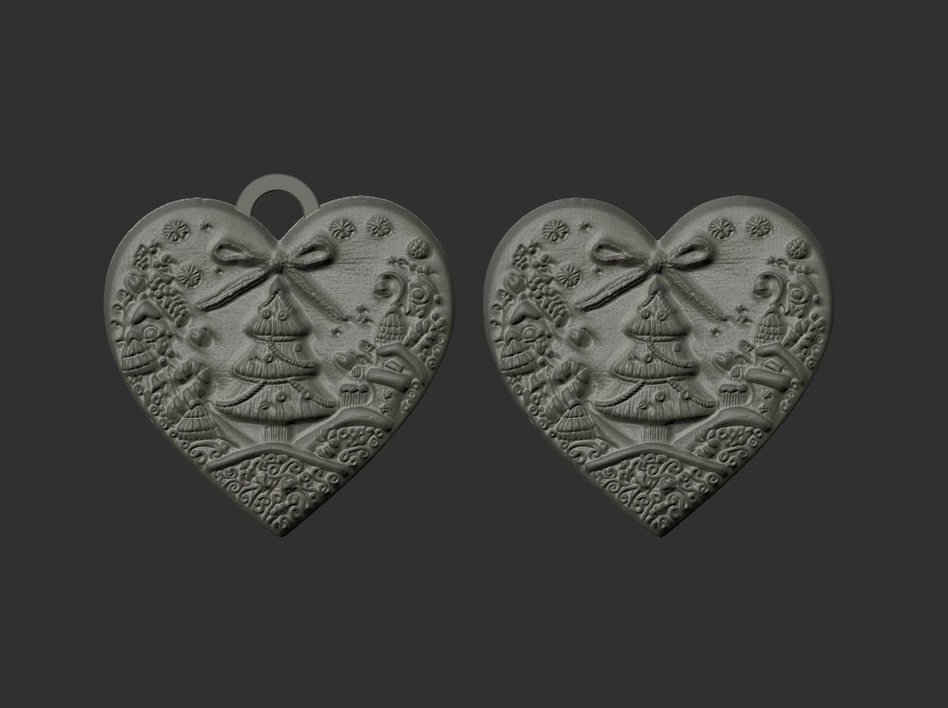 christmas heart decor  3D print model_3