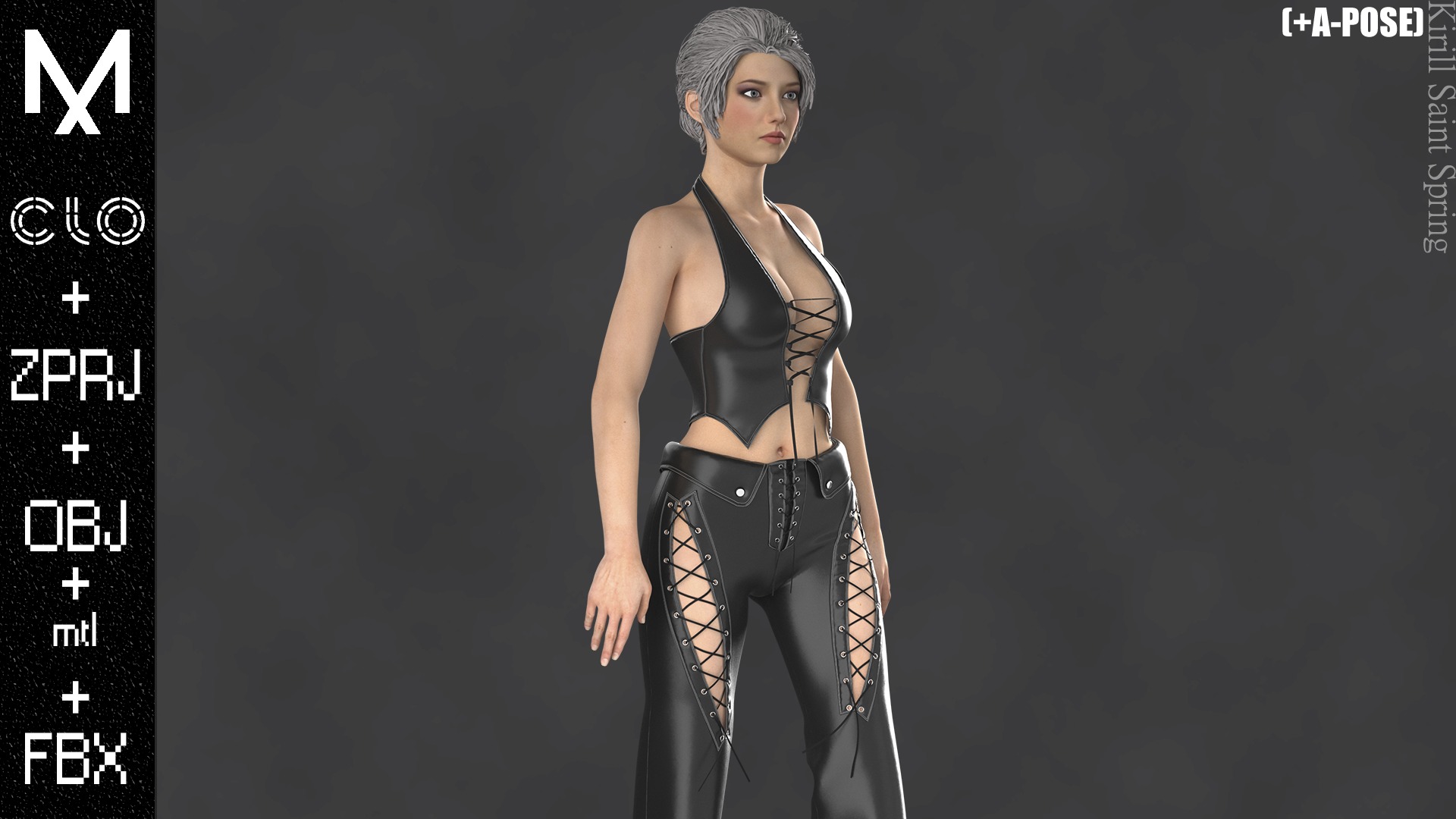 Female Outfit Marvelous designer Clo3d OBJ mtl FBX ZPRJ 3D model_3
