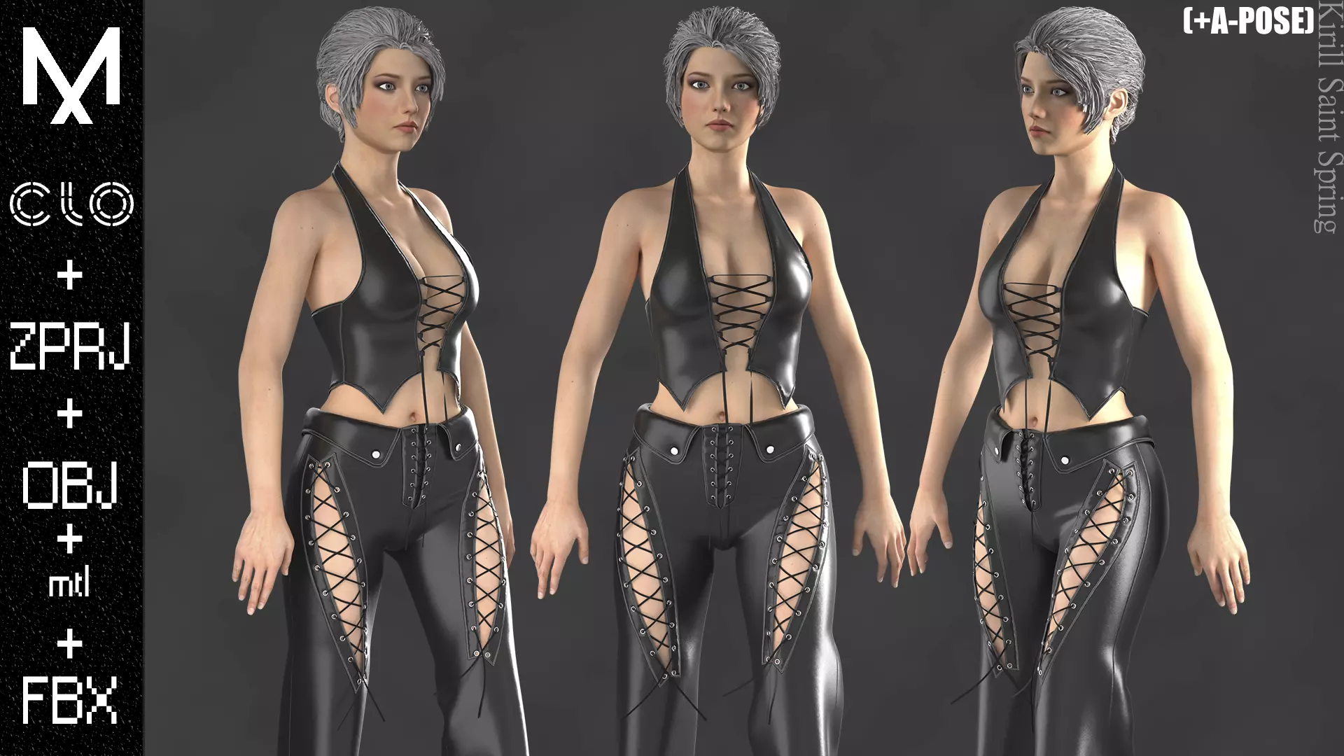 Female Outfit Marvelous designer Clo3d OBJ mtl FBX ZPRJ 3D model_0