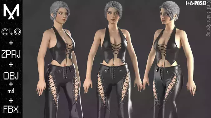 Female Outfit Marvelous designer Clo3d OBJ mtl FBX ZPRJ
