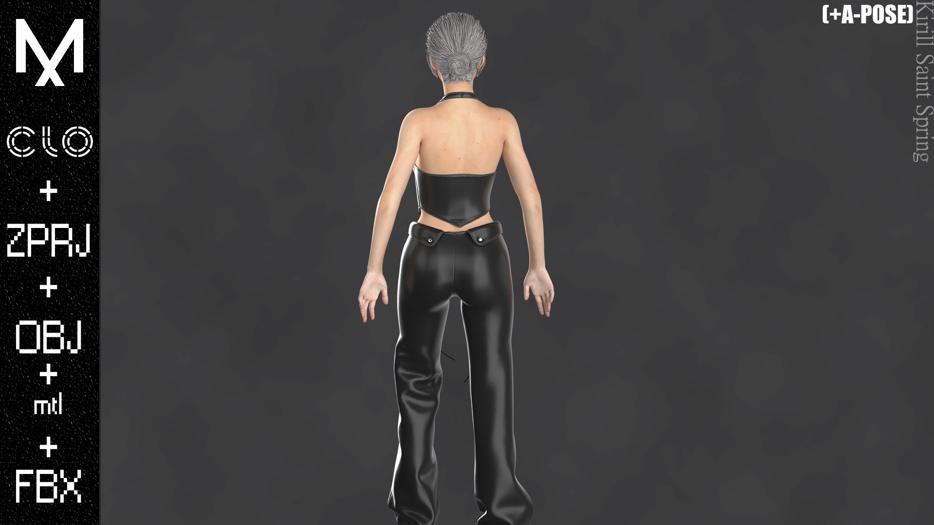 Female Outfit Marvelous designer Clo3d OBJ mtl FBX ZPRJ 3D model_6