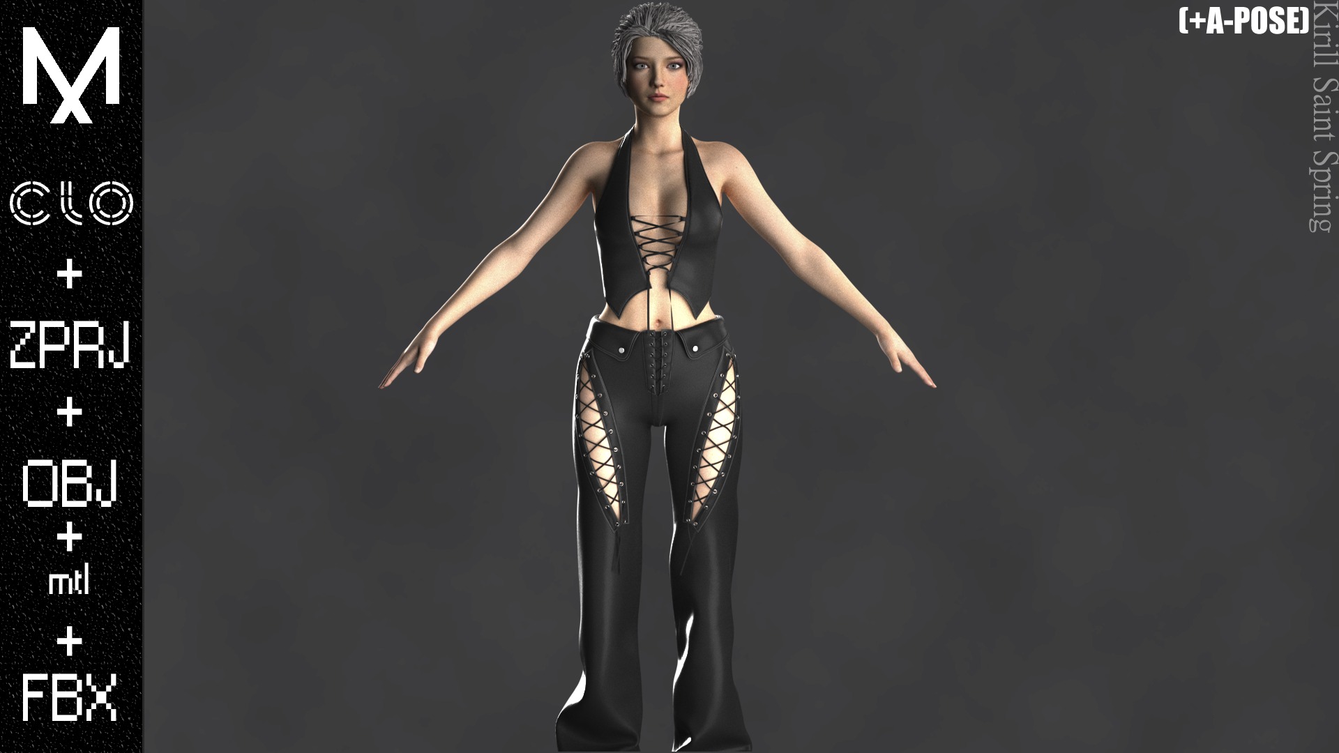 Female Outfit Marvelous designer Clo3d OBJ mtl FBX ZPRJ 3D model_8