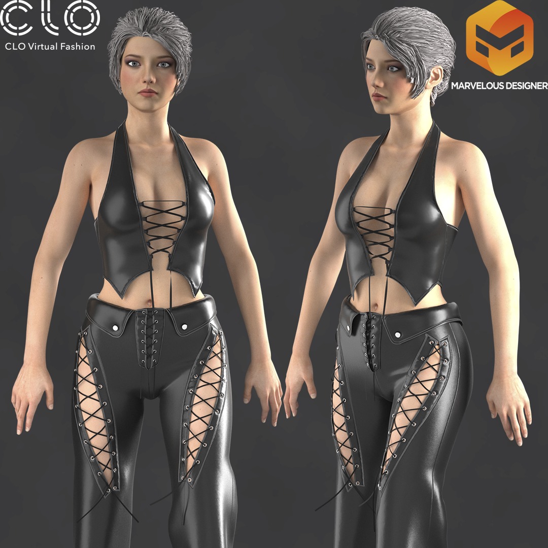 Female Outfit Marvelous designer Clo3d OBJ mtl FBX ZPRJ 3D model_1