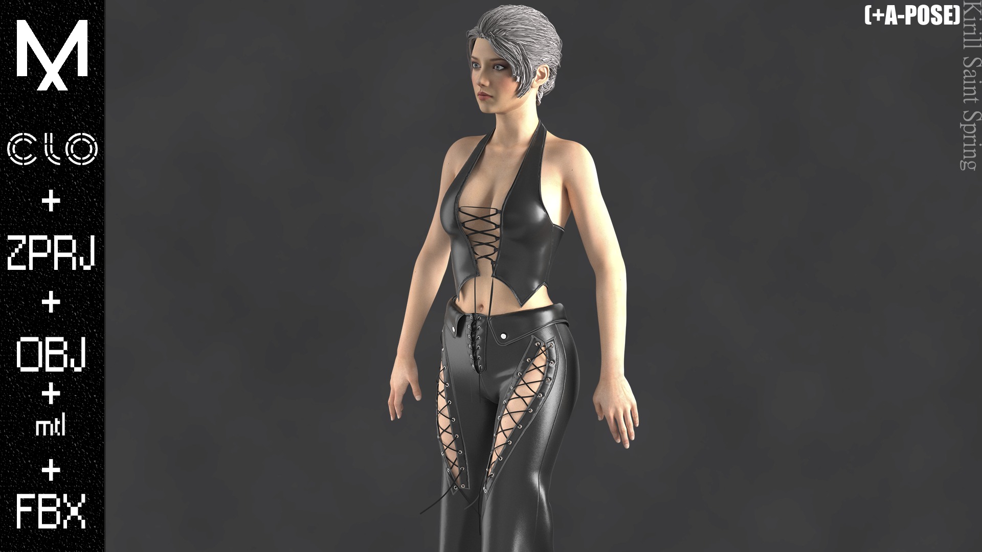 Female Outfit Marvelous designer Clo3d OBJ mtl FBX ZPRJ 3D model_4