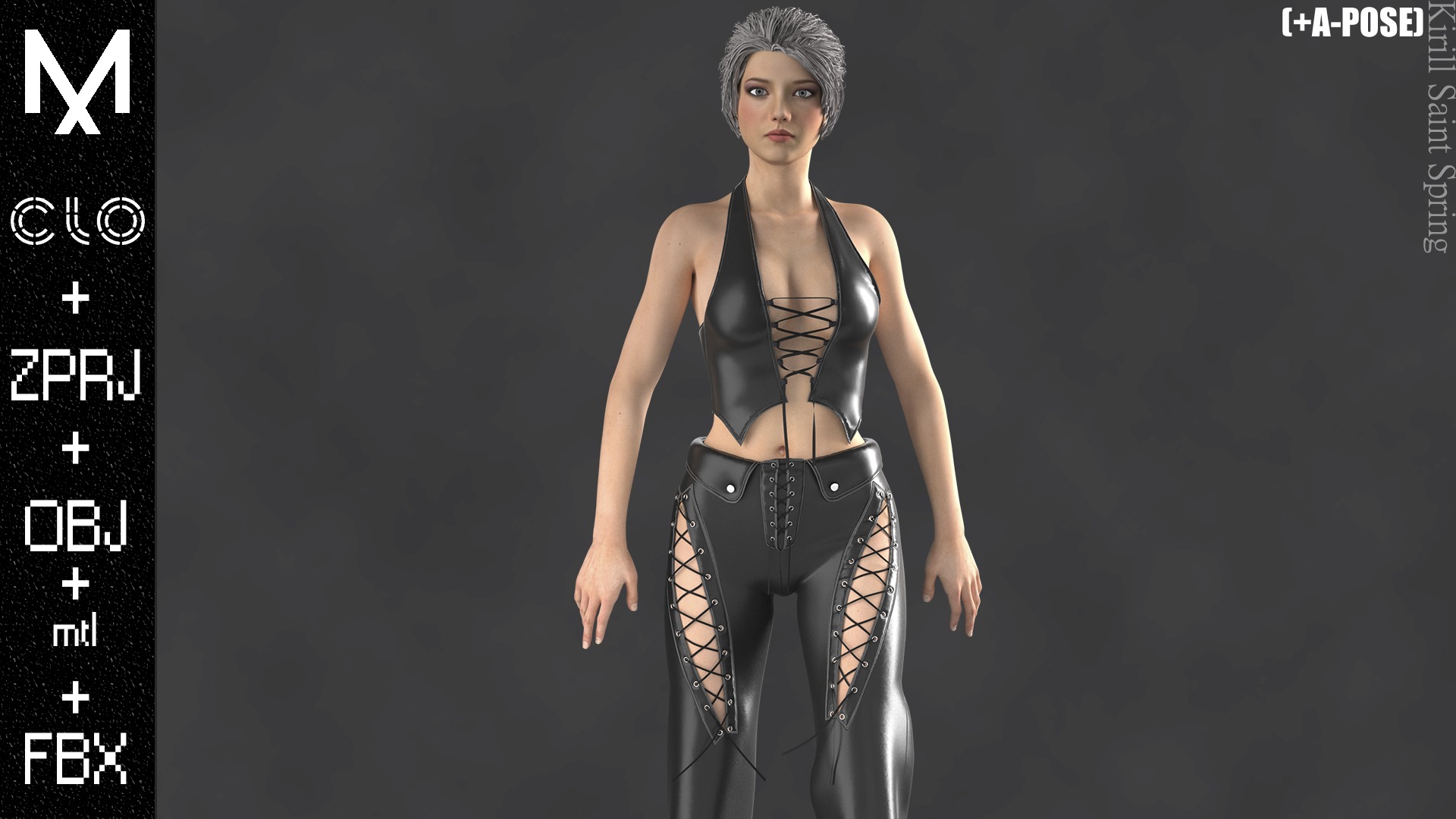 Female Outfit Marvelous designer Clo3d OBJ mtl FBX ZPRJ 3D model_2