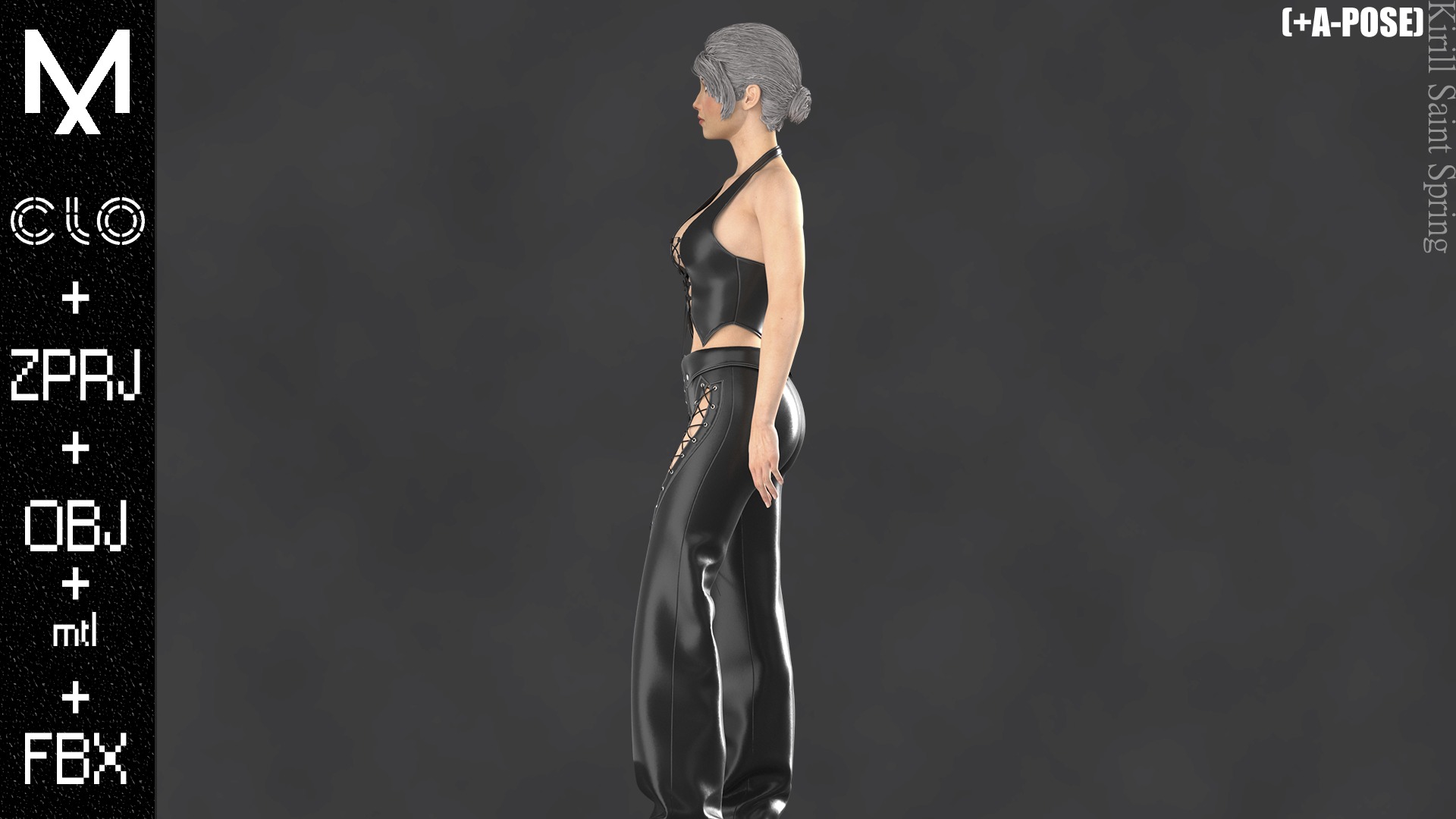 Female Outfit Marvelous designer Clo3d OBJ mtl FBX ZPRJ 3D model_5