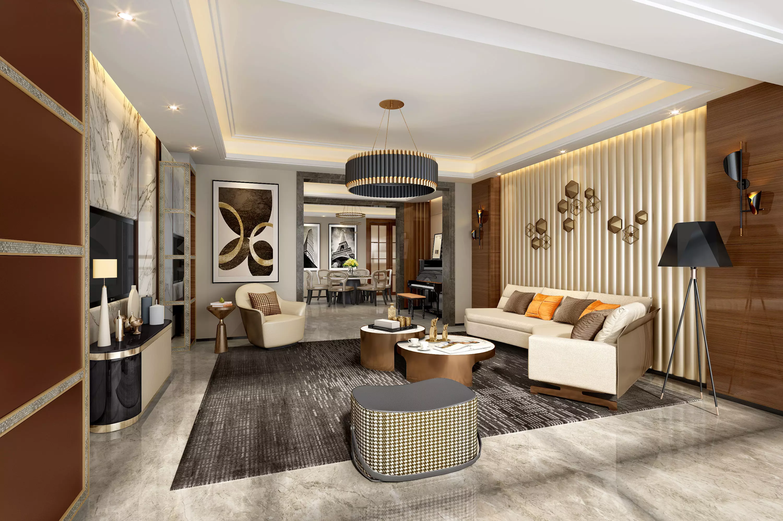 Modern apartment interior 3D model_0